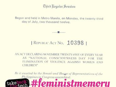 Declaration of 18-Day Campaign against Violence against Women in the Philippines
